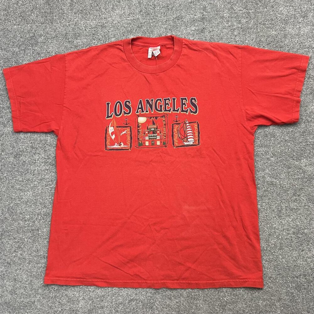 VTG Los Angeles Shirt Mens XL Red Tennessee River Sailboat Graphic Tee City